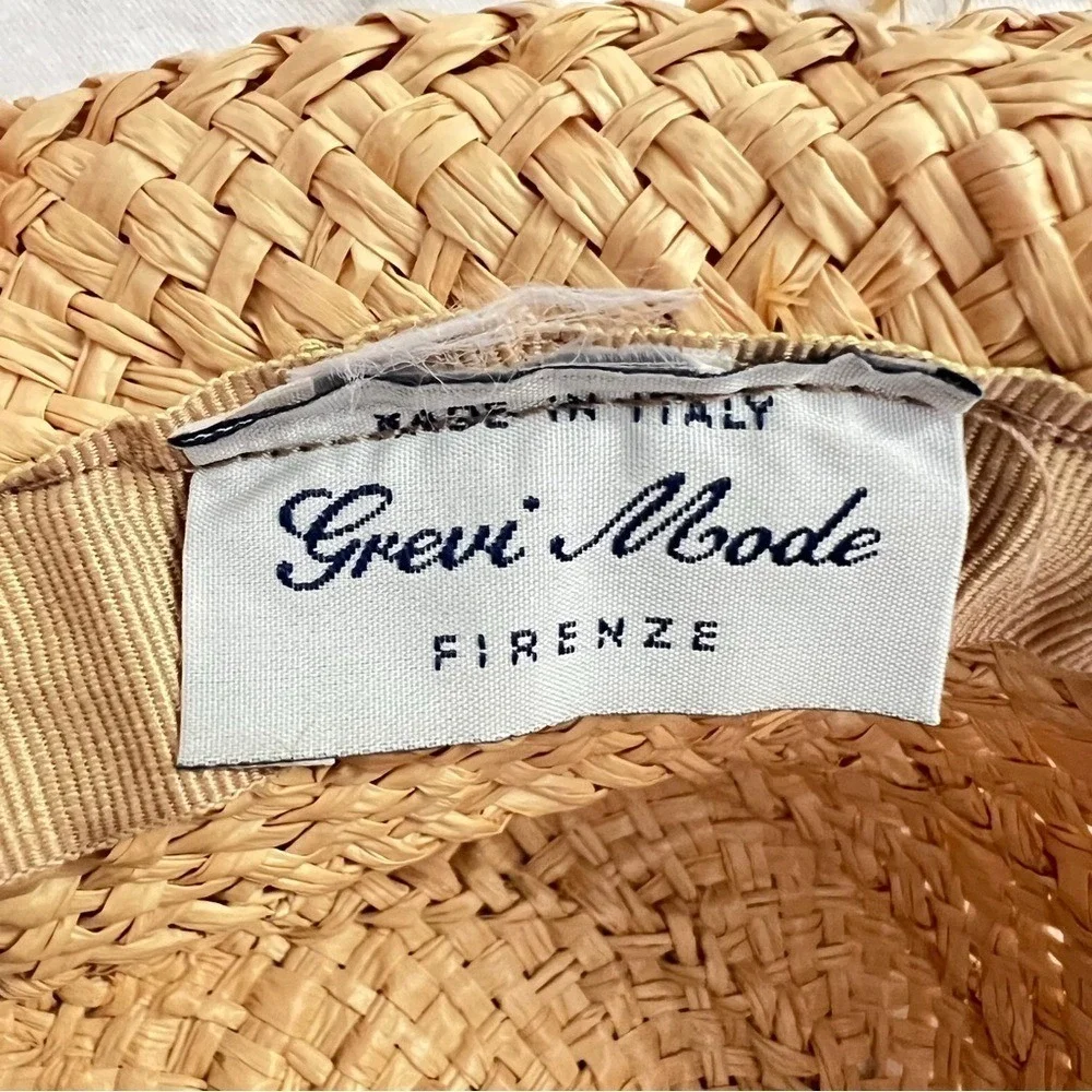 Grevi Mode Firenze Italy Tan 100% Straw Sun Summer Hat‎